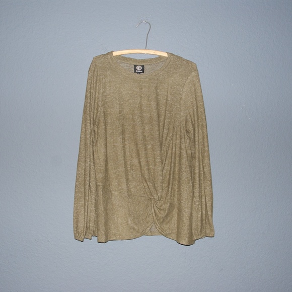 bobeau Sweaters - BOBEAU Olive Green Twist-Front Sweater sz L [D5]